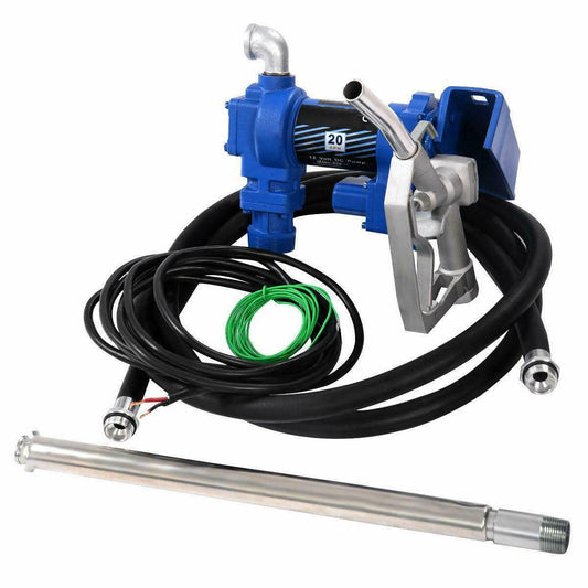 Portable 12V Fuel Transfer Tank Pump Kit 20 GPM