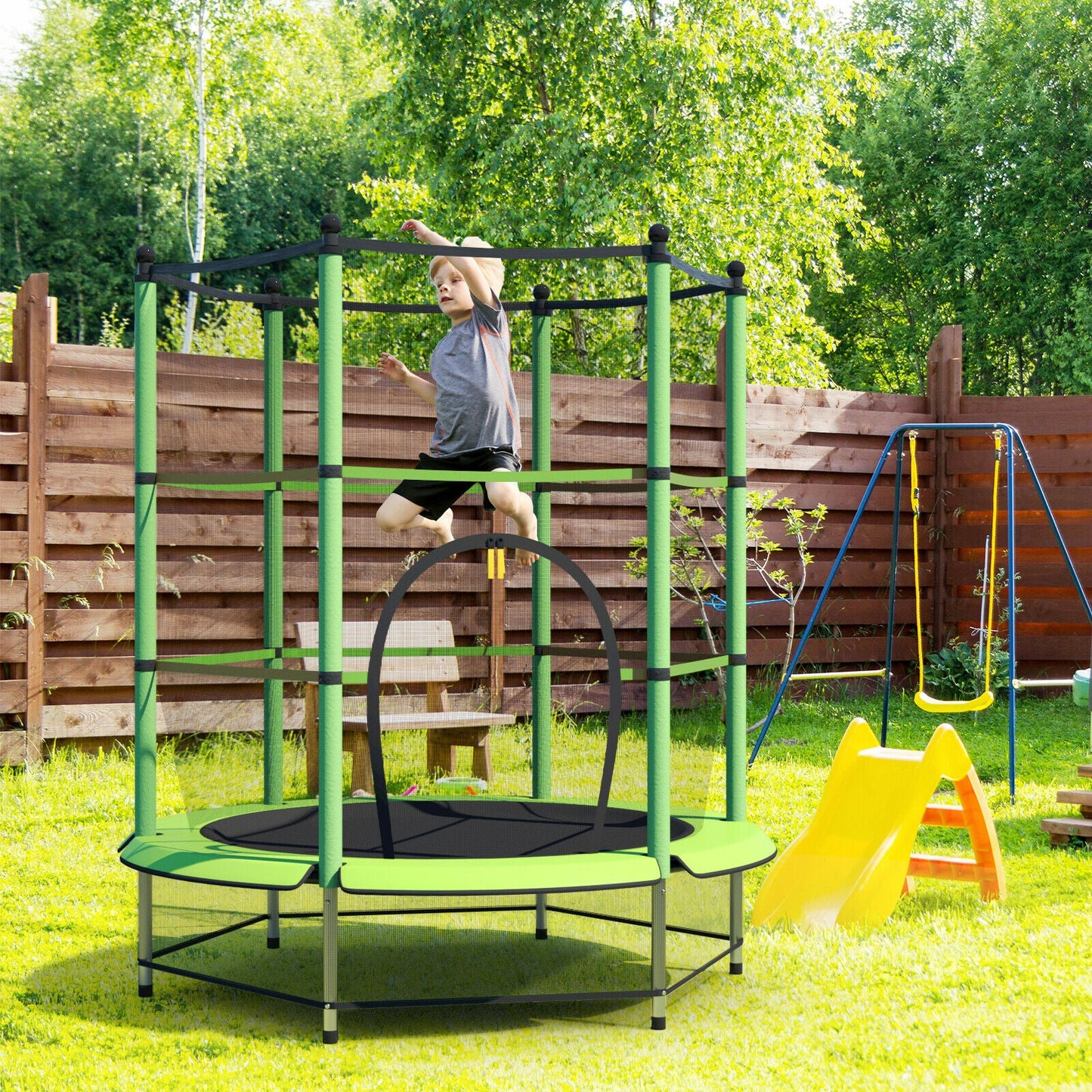 Kids Safe Backyard Indoor / Outdoor Jumping Trampoline Enclosure 55"