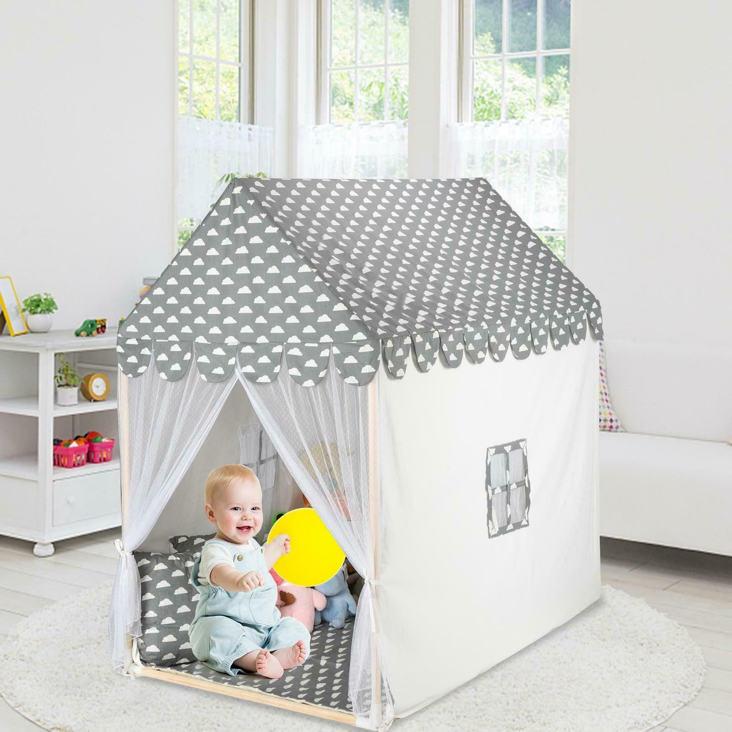 Kids Indoor Pop Up Spacious Castle Play Tent House