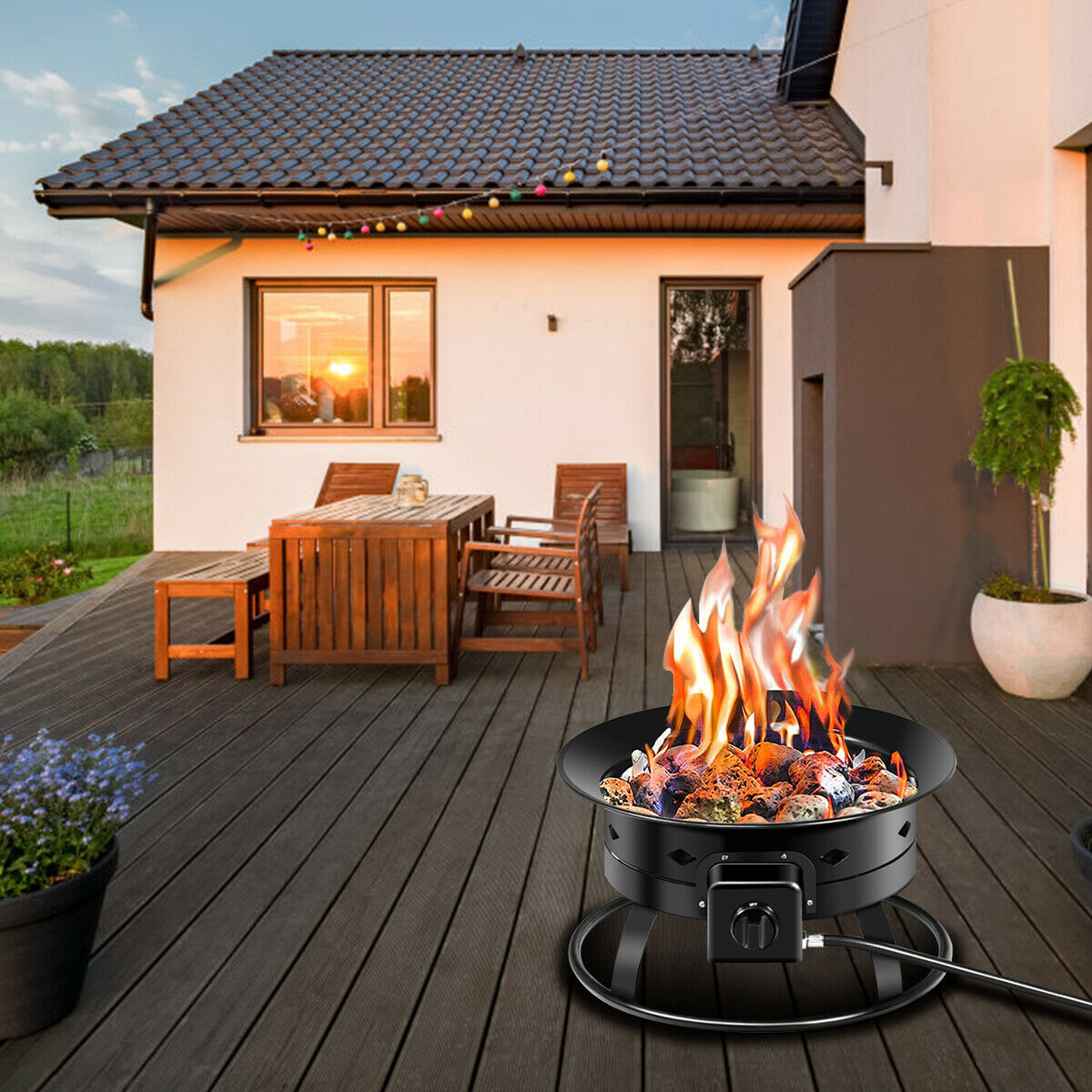 Portable Compact Outdoor Propane Gas Fire Pit 58,000 BTU