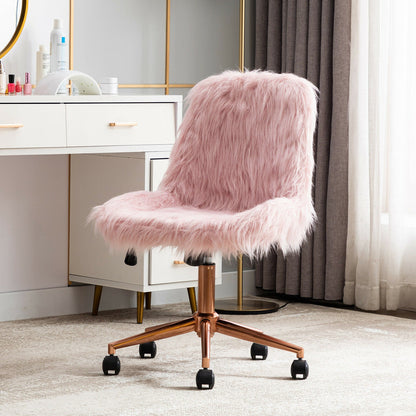 Luxurious Rolling Faux Fur Fuzzy Desk Chair