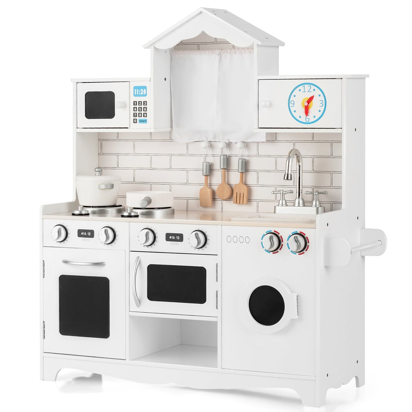 Large White Kids Pretend Toy Kitchen Play Set