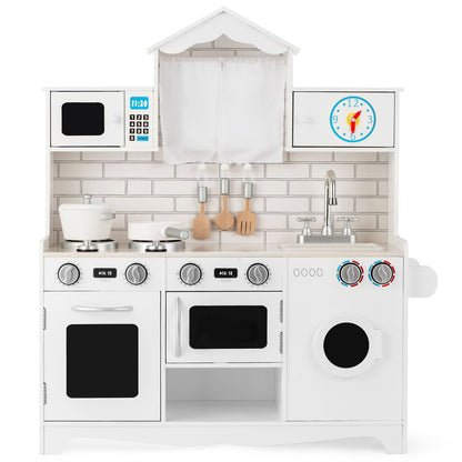 Large White Kids Pretend Toy Kitchen Play Set